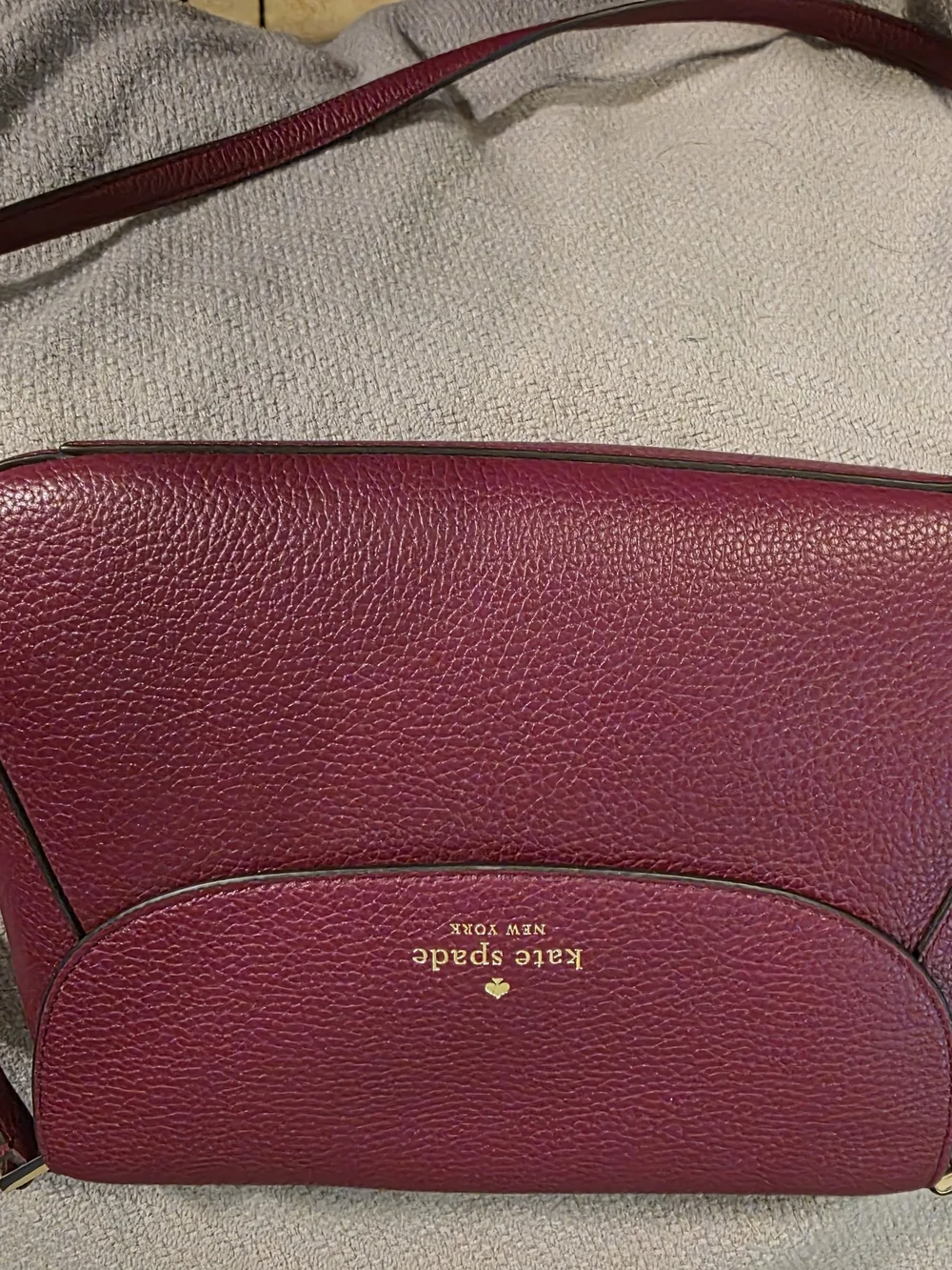 kate spade pebbled leather crossbody in deep berry